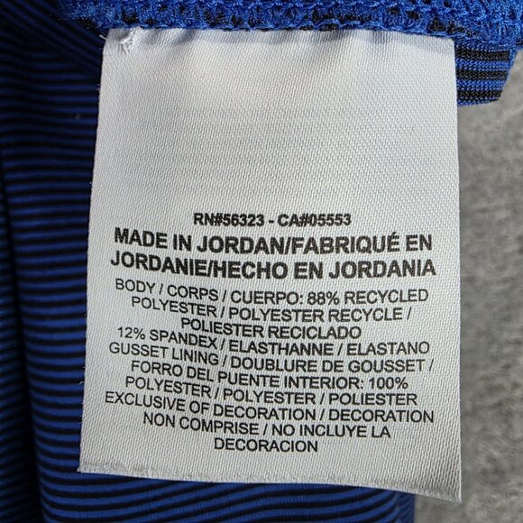 Womens Nike Dri-Fit Blue Striped Legend 2.0 Foldover Waistband Capri Leggings S - Picture 3 of 10